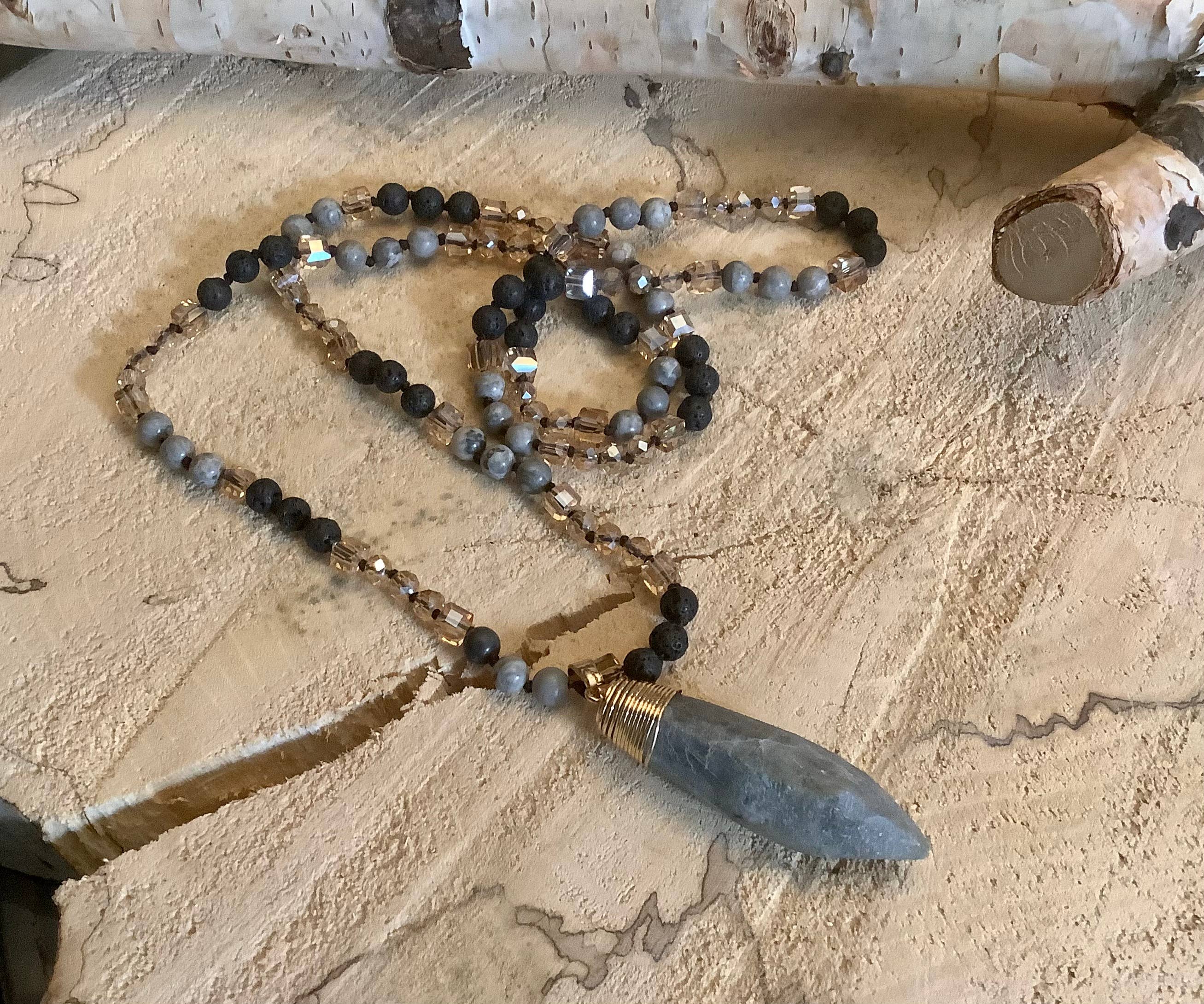 Necklace, pendant necklace, beaded necklace, Jasper necklace