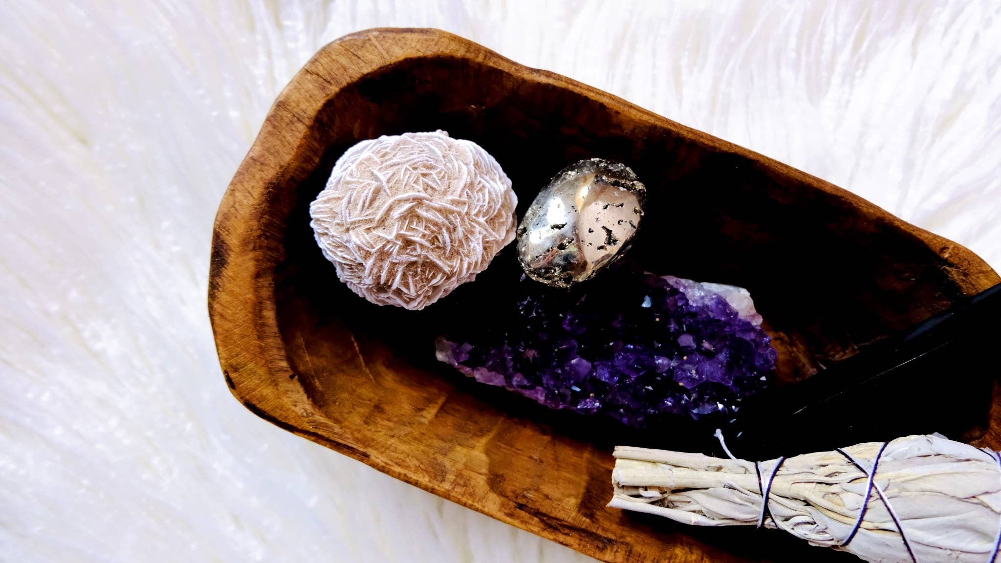 Handcarved Wooden Crystal Charging Bowl