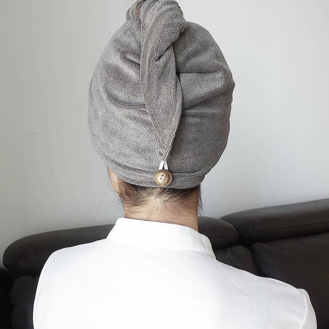 Microfiber Twisted Hair Towel - Grey