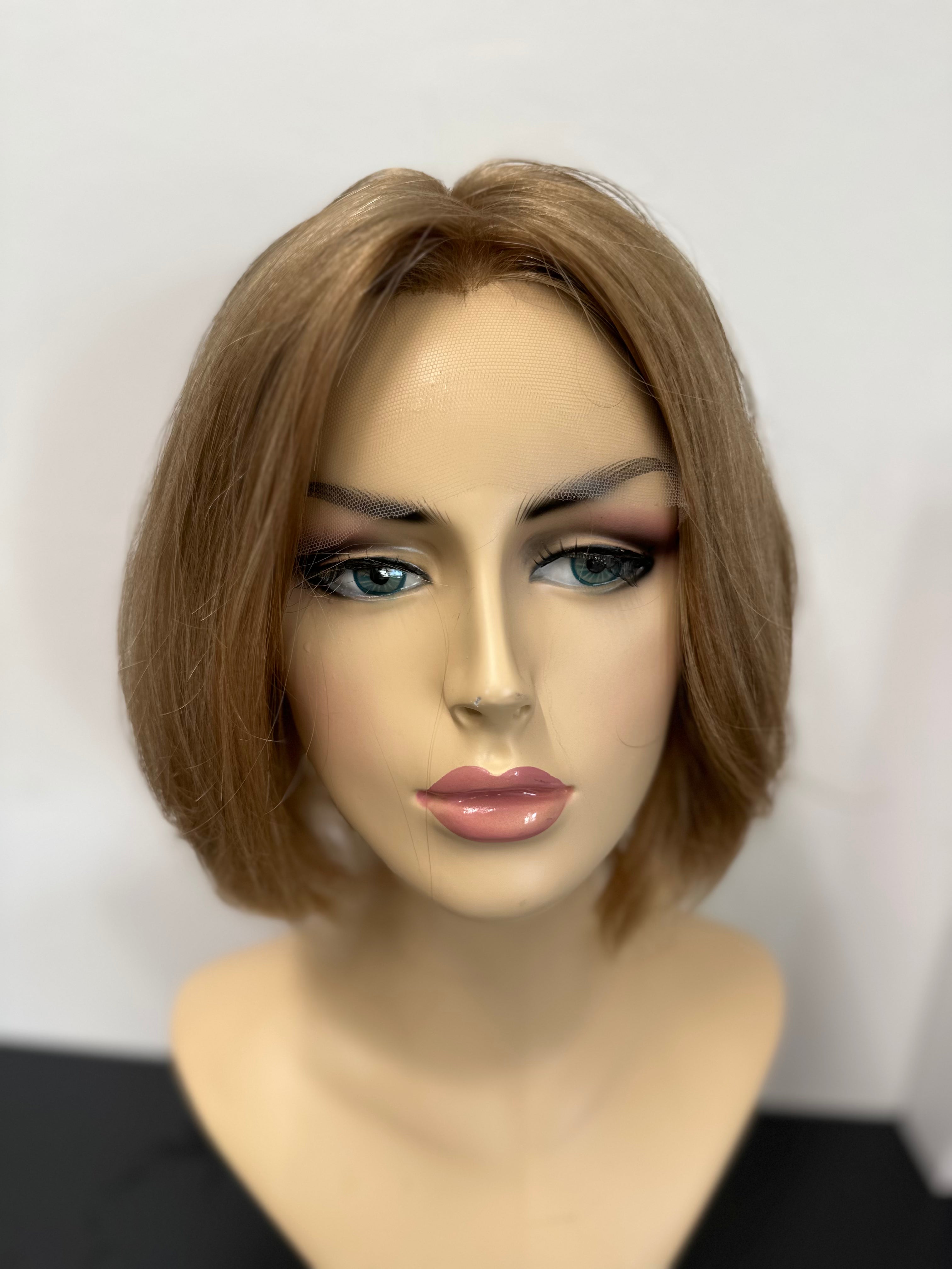 Lace front European Virgin Hair wig color 12 med cap