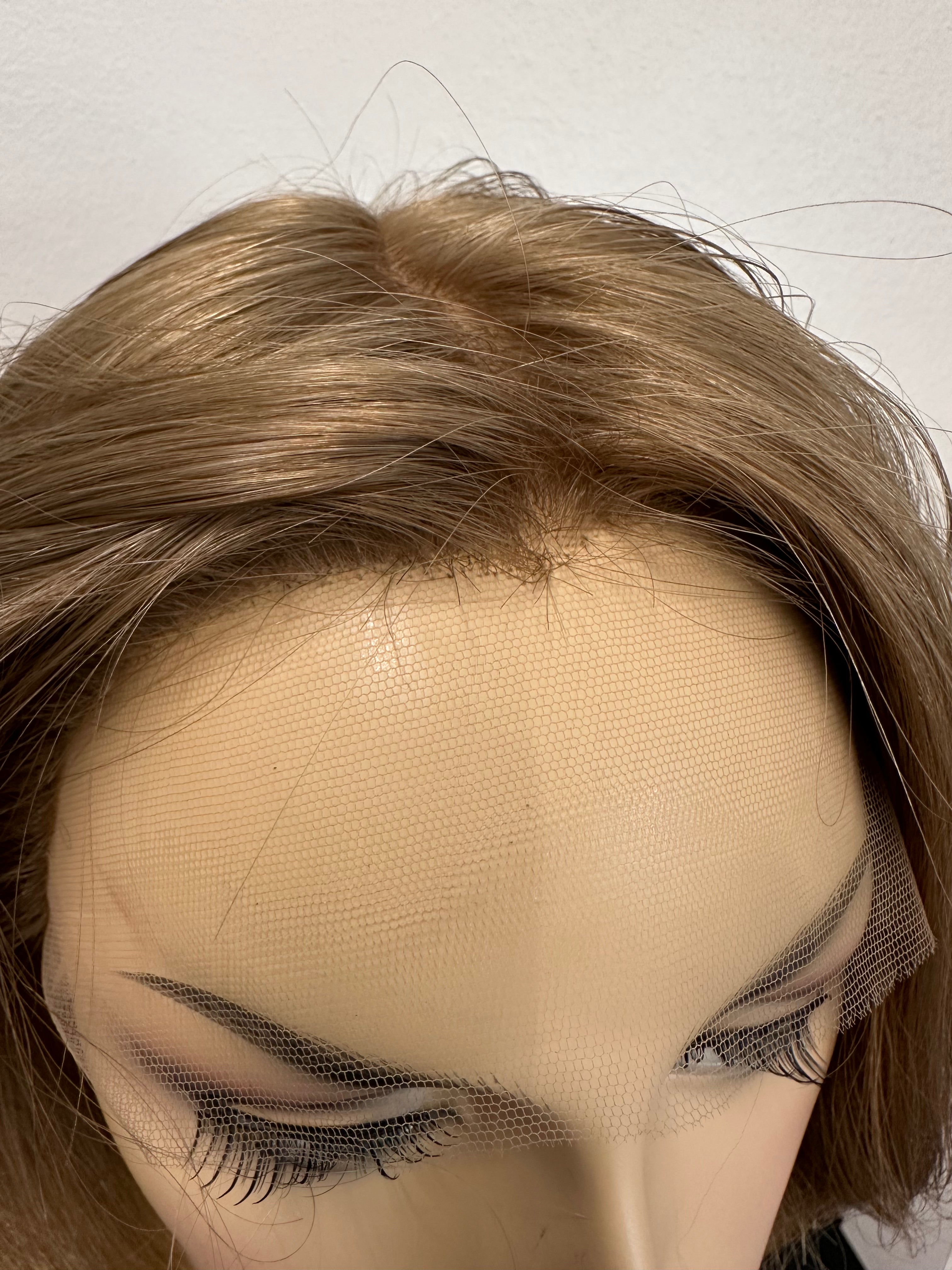 Lace front European Virgin Hair wig color 12 med cap