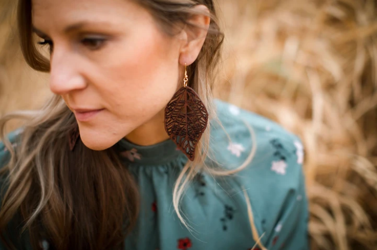 Balsam Leaf Wooden Earrings