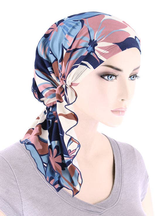 The Bella Scarf Navy Mauve Large Mod Floral