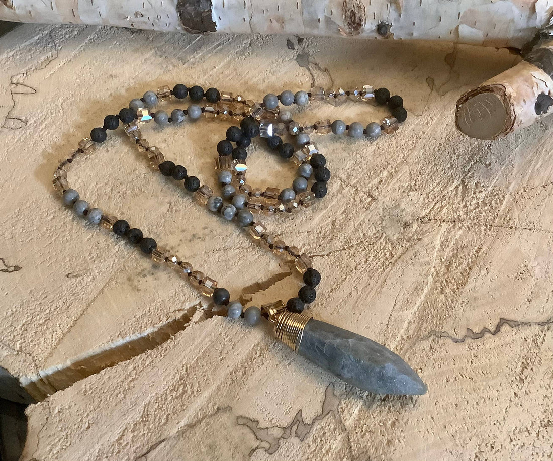 Necklace, pendant necklace, beaded necklace, Jasper necklace