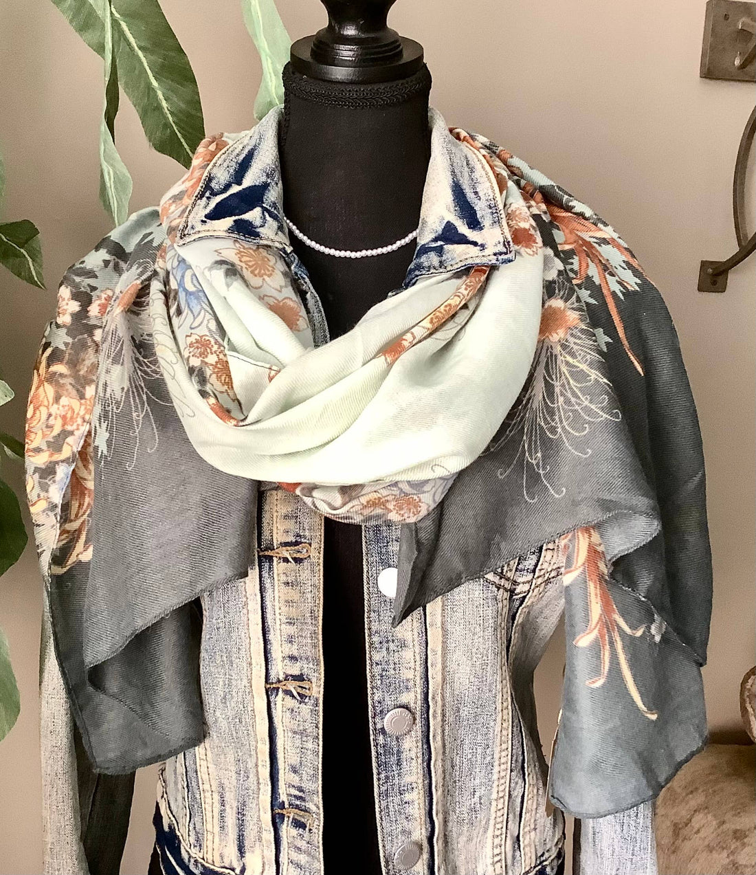 Scarf, womens lightweight floral scarf