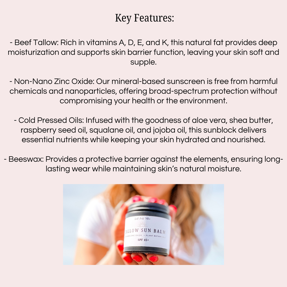 Tallow Sun Balm | Full Body Protection| Non-nano Zinc Oxide | Pure and Natural
