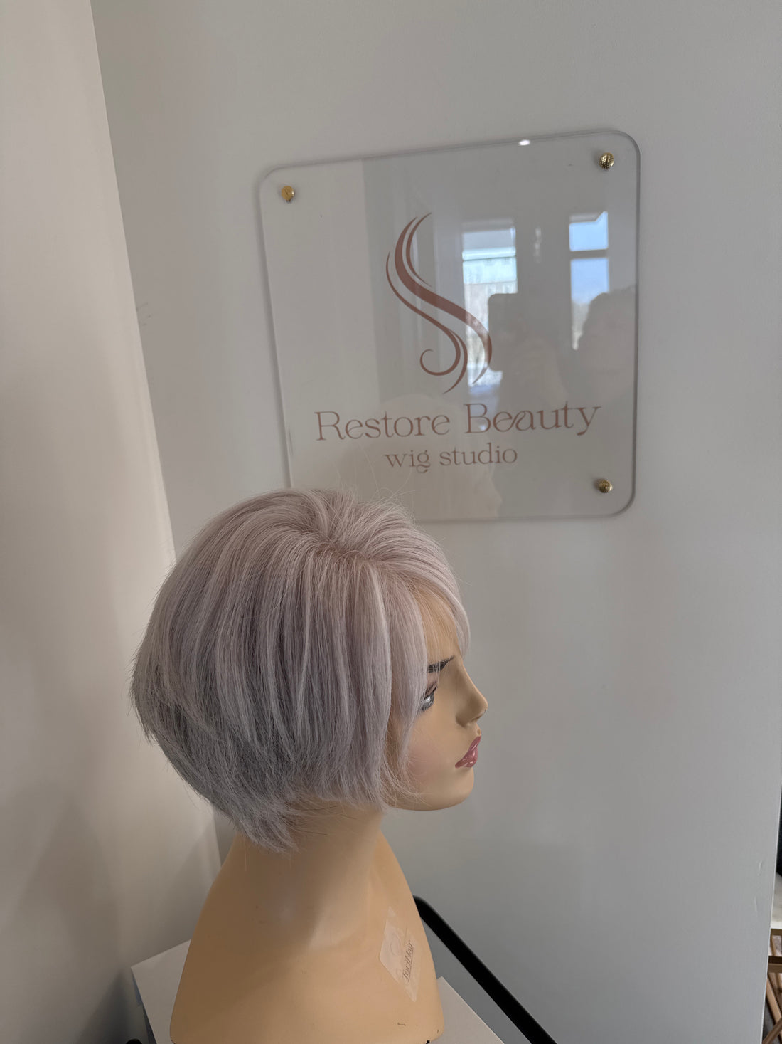 SHORT WHITE GREY LACE FRONT WIG