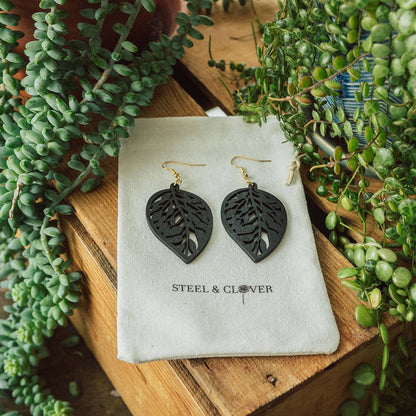 Aspen Wooden Leaf Earrings