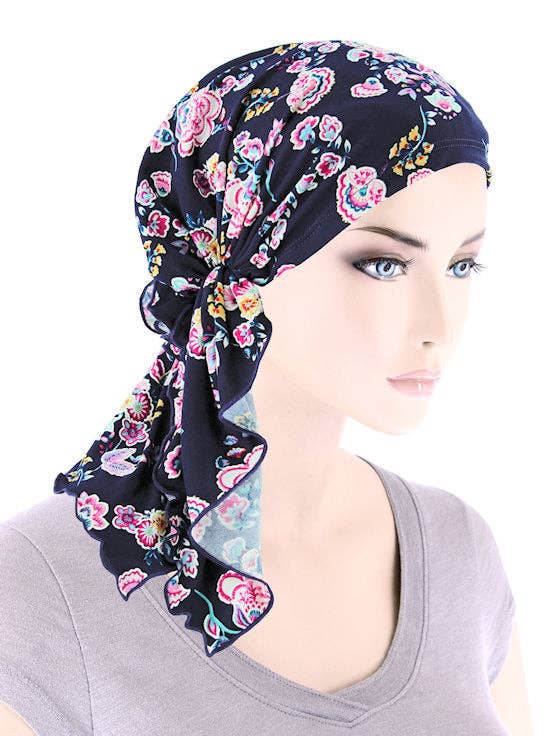 The Bella Scarf Navy Pink Floral