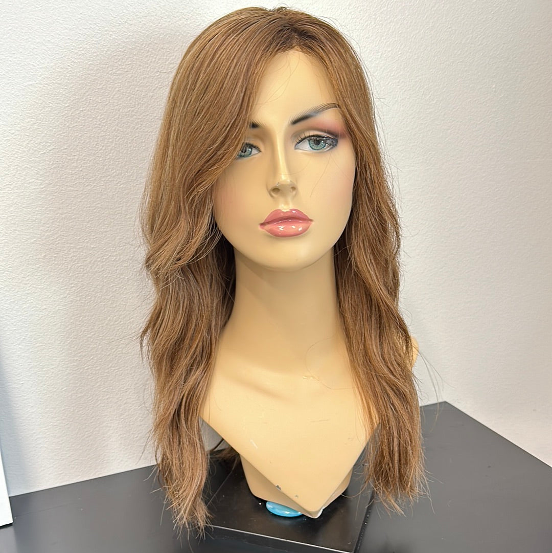 Remy human hair 18” length with layers. Color medium brown with highlights