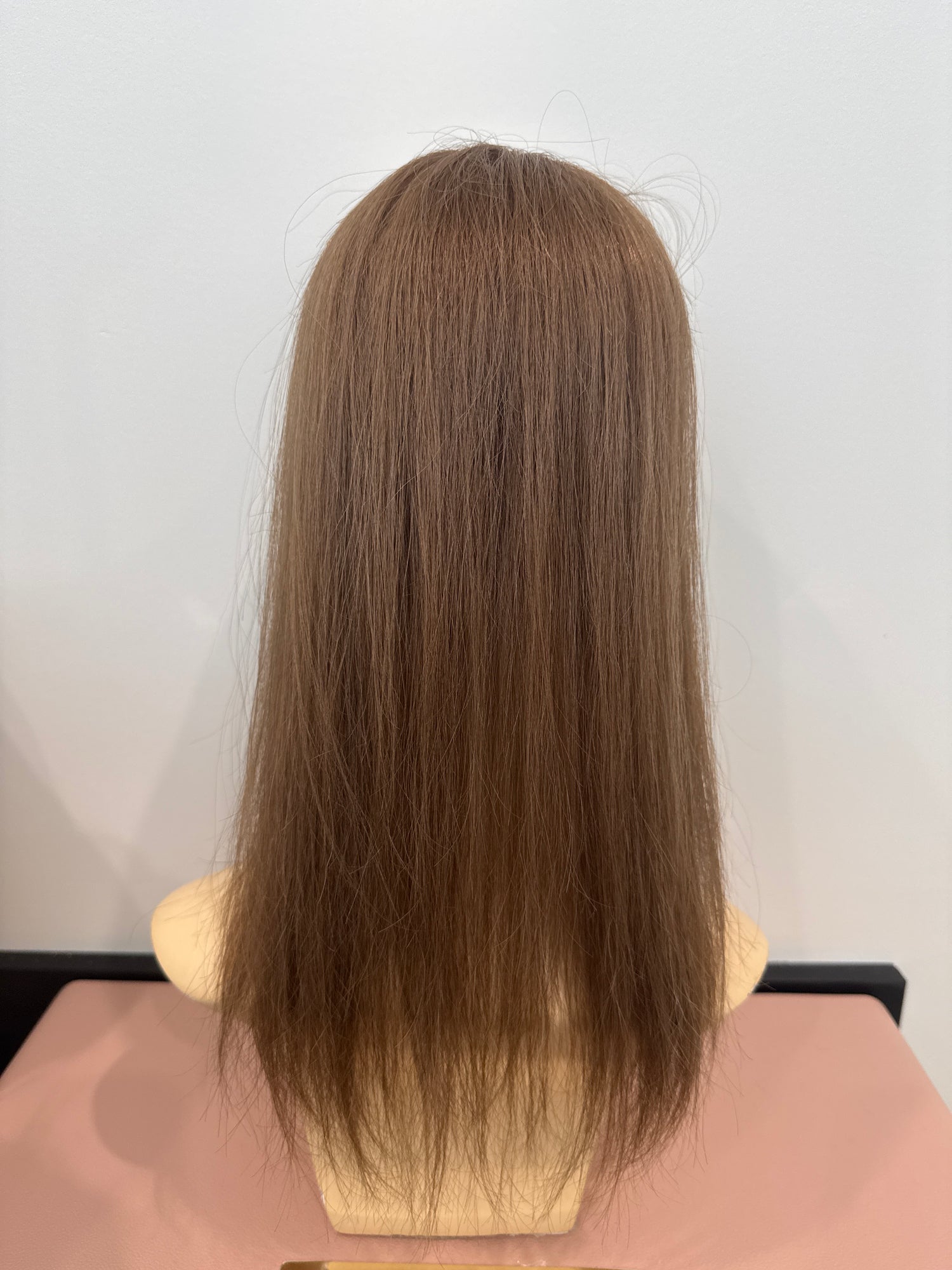 Elise Mono Hair Topper 4.75x6.5 base 14&quot; Length color 8 medium brown