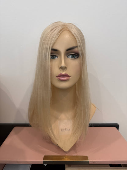 Elise Mono Hair Topper 4.75x6.5 base 14&quot; Length Platinum blonde 60