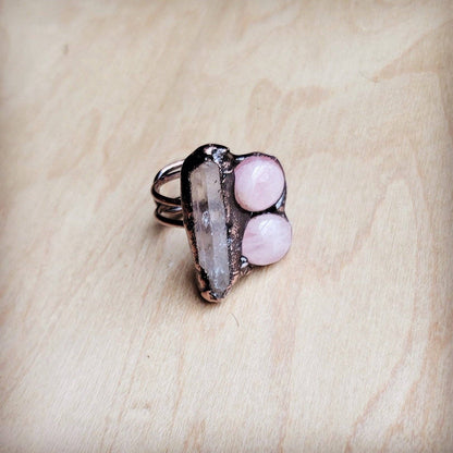 Genuine Rose Quartz Ring in a Copper Setting 012ff