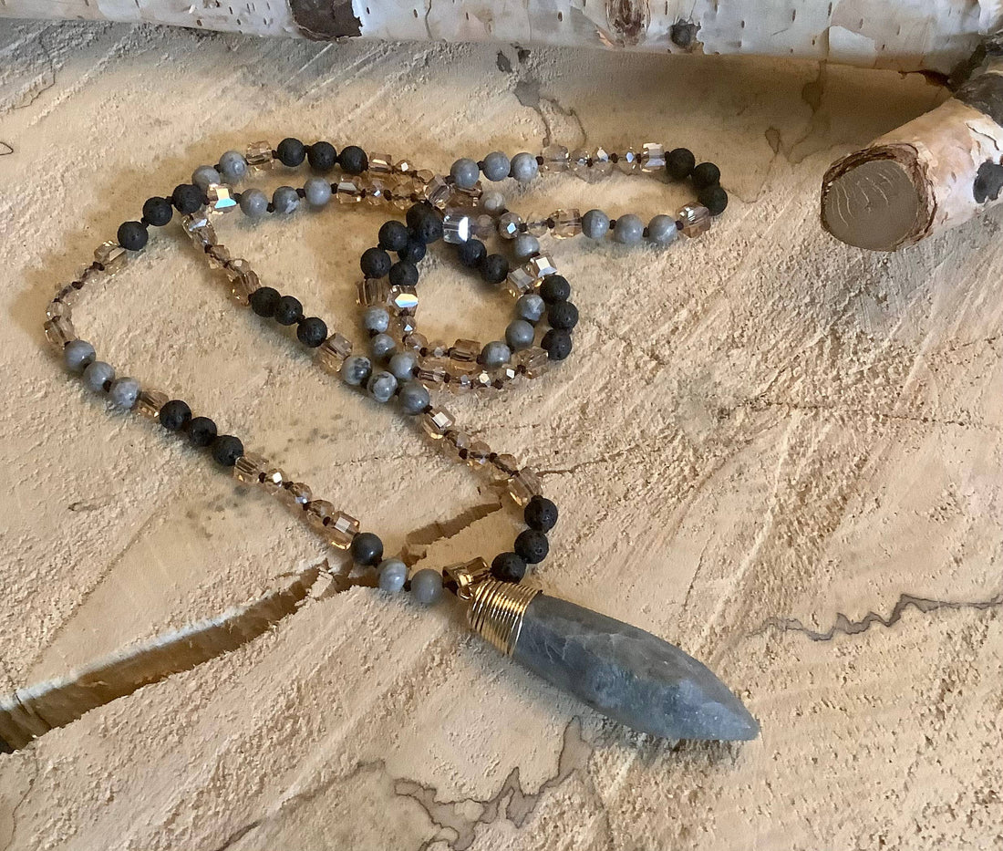 Necklace, pendant necklace, beaded necklace, Jasper necklace