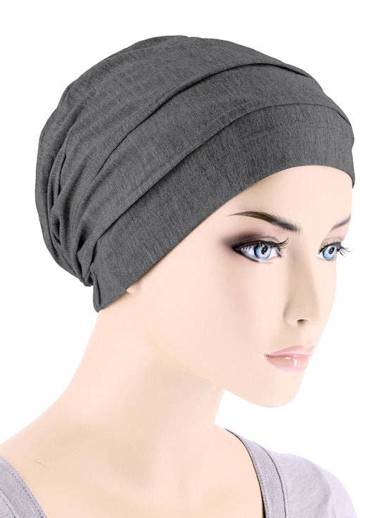 Bamboo Pleated Cap Charcoal Gray