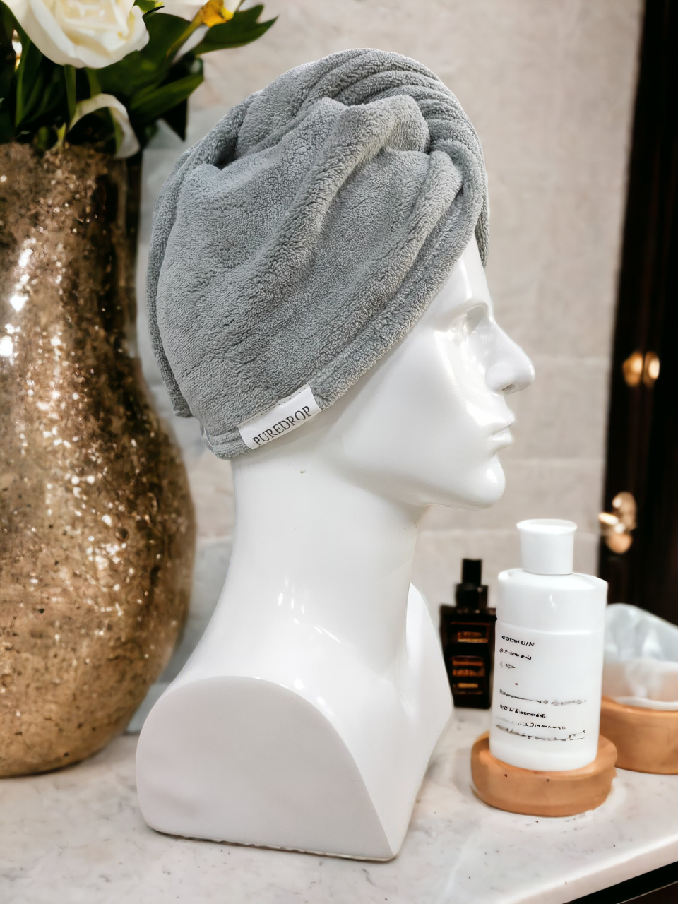 Microfiber Twisted Hair Towel - Grey