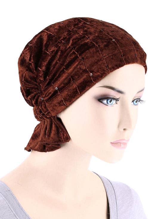 The Abbey Cap Stretch Velour Cinnamon Spice
